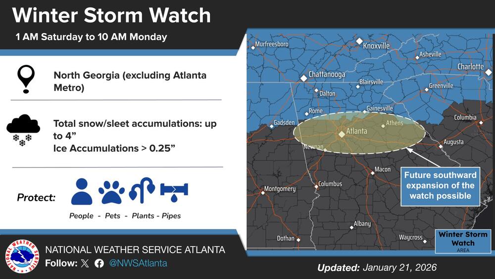 Winter Storm Watch Counties