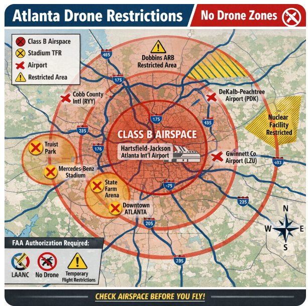 Map of Atlanta Drone Restrictions