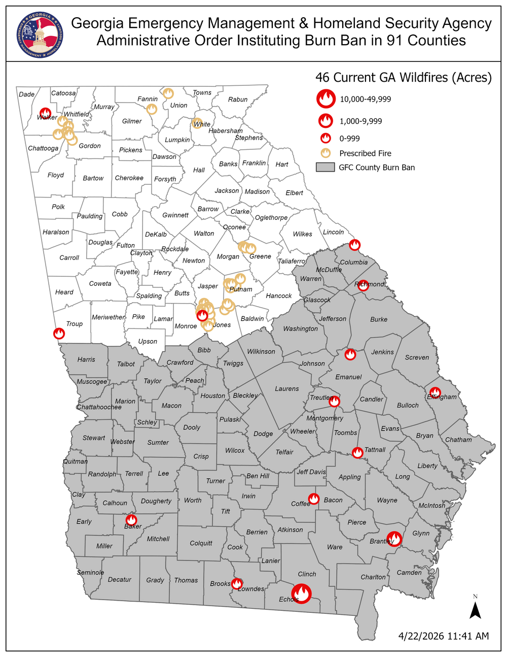 Map of Burn Ban April 2026